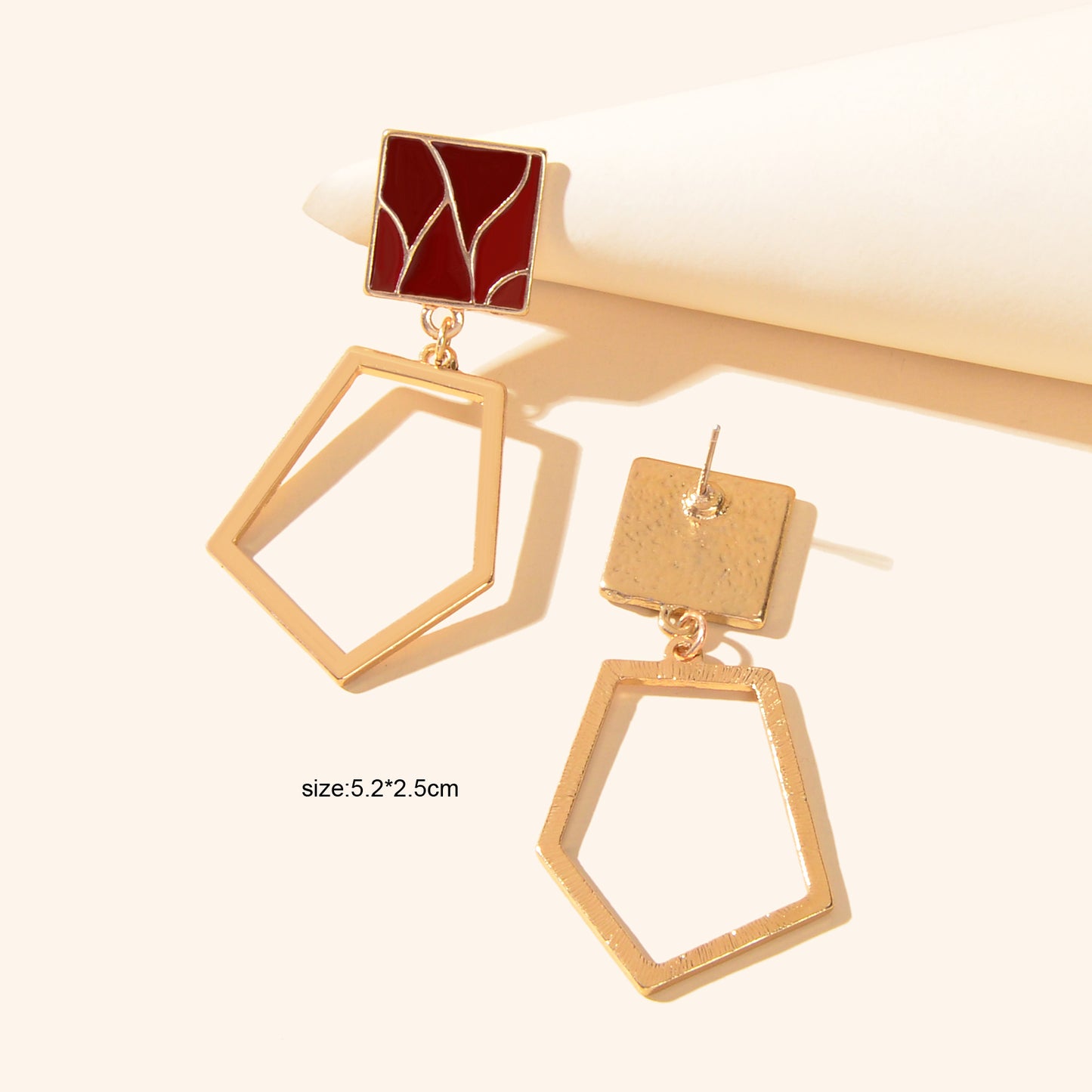 Square Gold Plated Geometric Hypoallergenic Dangle Costume Party Earrings Gift