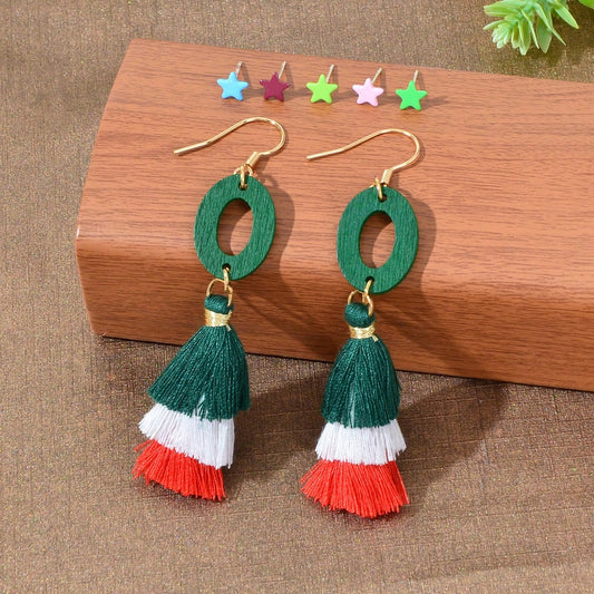 Set of Colourful Stars Tassel Earrings - Vibrant Celestial Accessories Jewellery