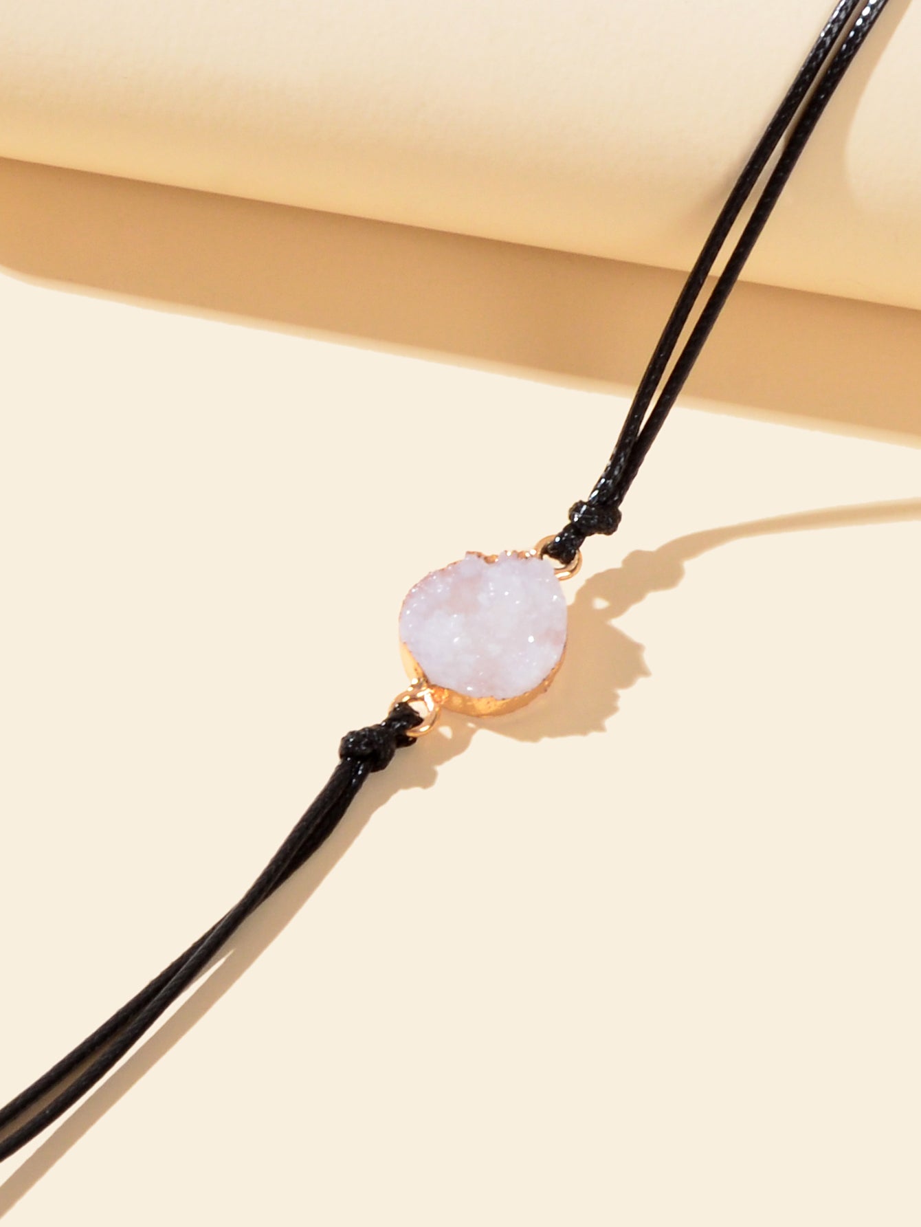 Boho Chic 90s Round Resin Black Pu Leather Grunge Collar Tattoo Choker Necklace