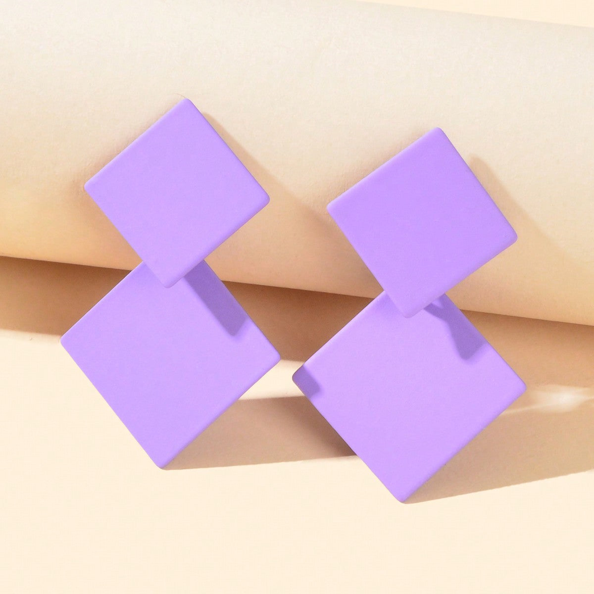 Chic Colourful Enamel Square Simple Geometric Stud Earrings Statement Jewellery