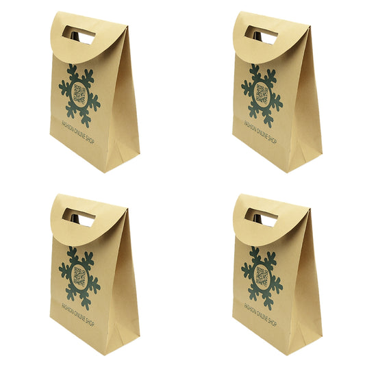 4 pc Merry Christmas Pattern Big Brown Paper Gift Bag Festival Party Favors Bags