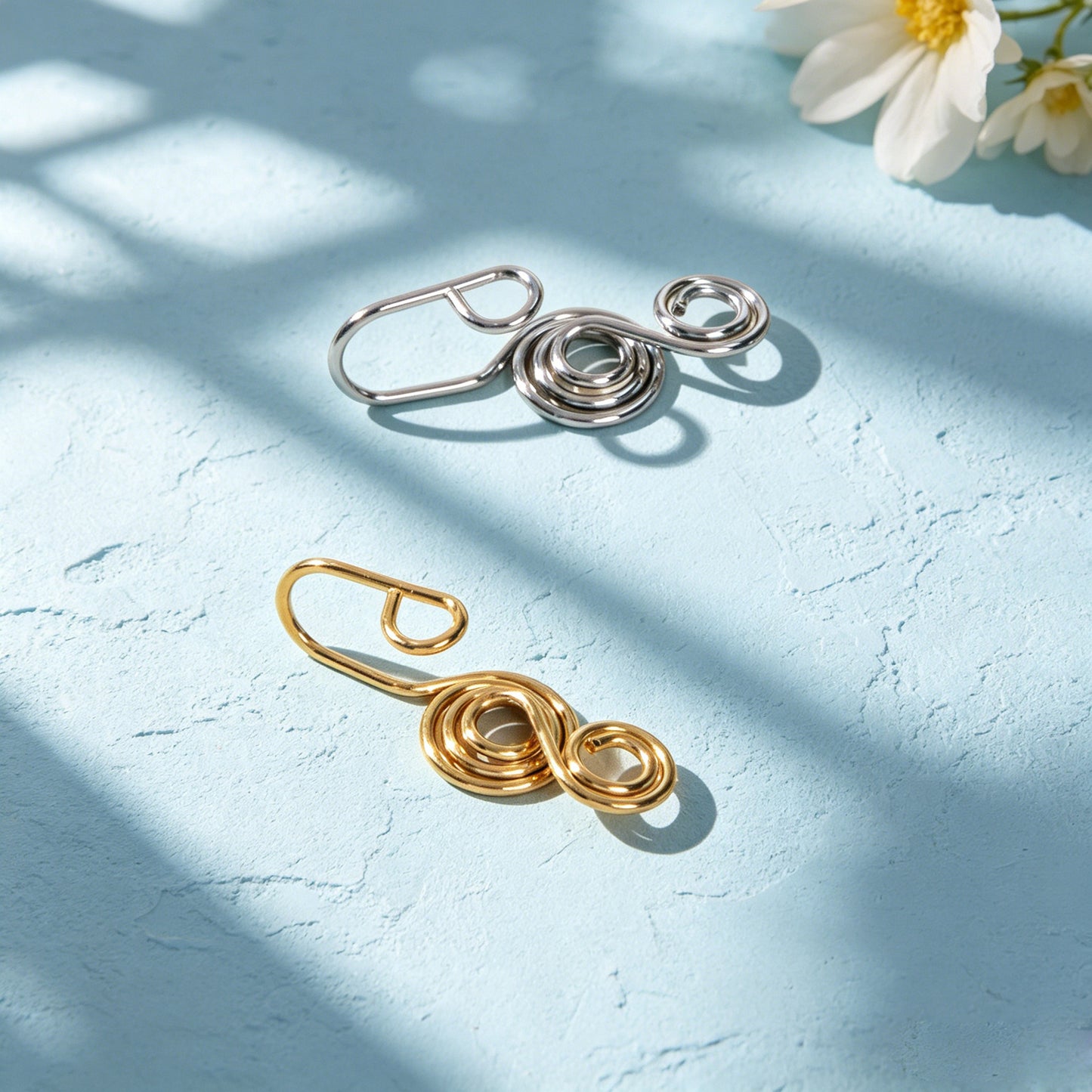 2pcs Gold Silver Spiral Coil Ear Cuff Earrings Minimalist Geometric Ear Clips