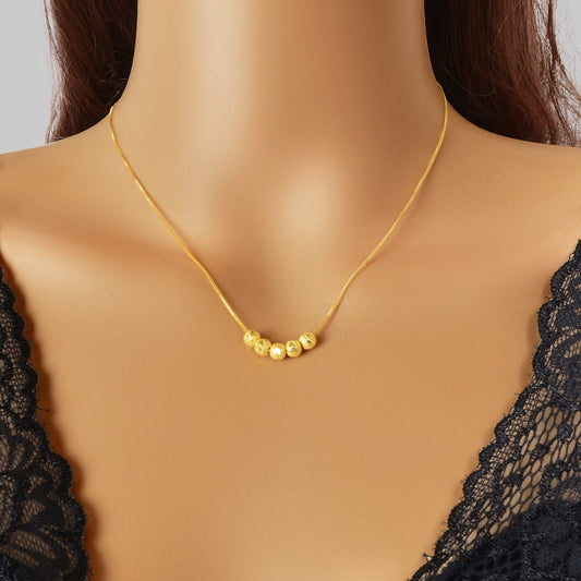 Adjustable Gold Beads Pendant Short Necklace Stylish Choker