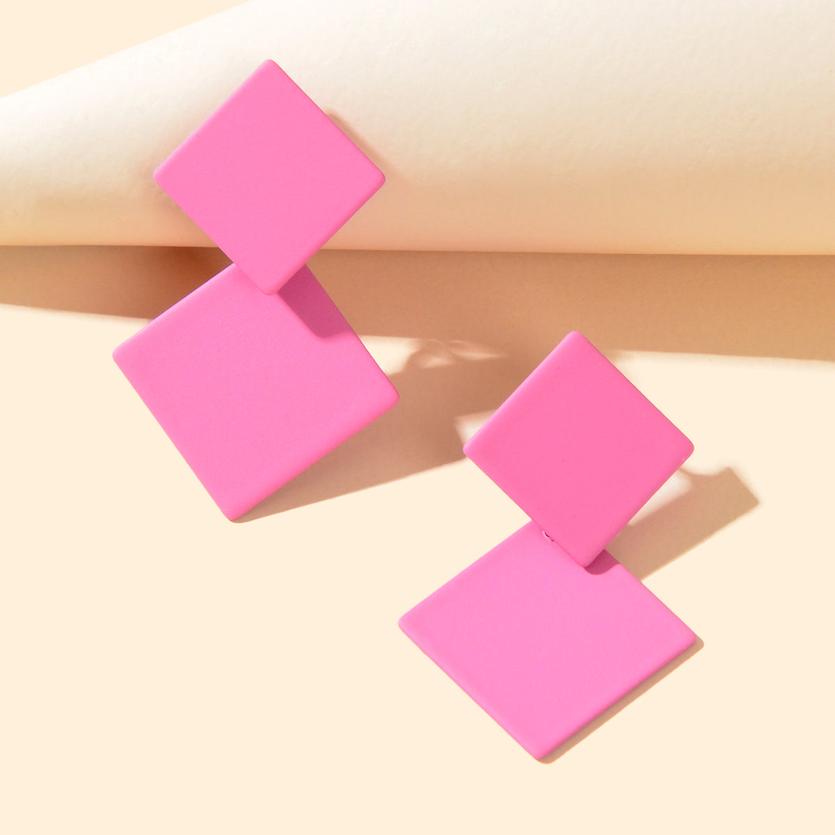 Chic Colourful Enamel Square Simple Geometric Stud Earrings Statement Jewellery