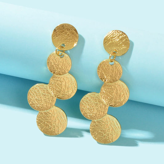 Circle Disc Coin Geometric Flat Brushed Geometric Statement Earrings Gift