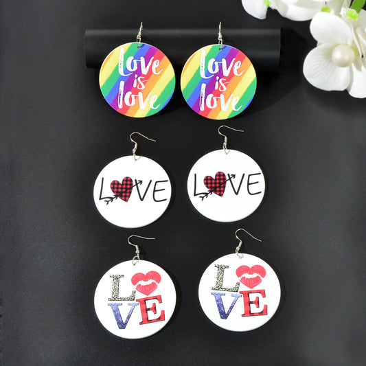 Stunning Colorful LOVE Circle Earrings - Fashionable Round Ear Jewelry Accessory