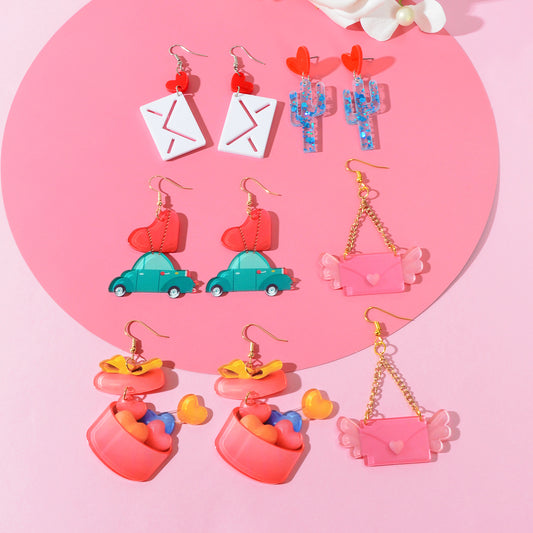 Pink Sweetheart Pendant Earrings Adorably Cute and Charming Girls Jewellery Gift