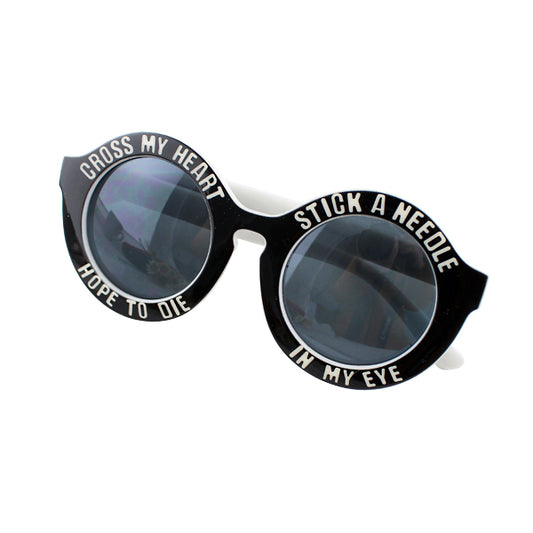 Chic White Accent Black Frame Sunglasses Trendy Sunnies Gift