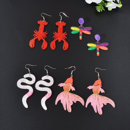 Vibrant Animal Pendant Earrings - Colorful Statement Jewelry for Nature Lovers