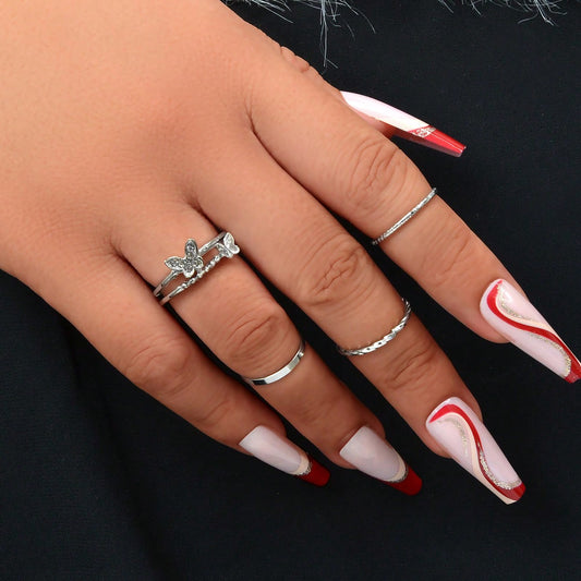 Butterfly Cuff Rings 4pcs/set Relief Anxiety Fidget Finger Knuckle Rings Gift