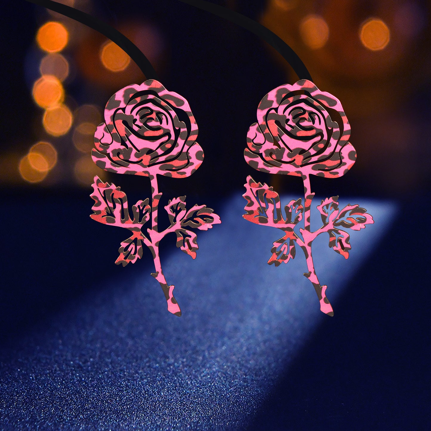 Fashion Preppy Hot Pink Hollow Metal Rose Flower Big Stud Earrings Women Anniversary Prom Jewelry