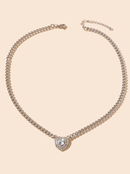 Stunning Silver Heart Pendant Necklace Elegant Jewellery Piece Girls Party Gift