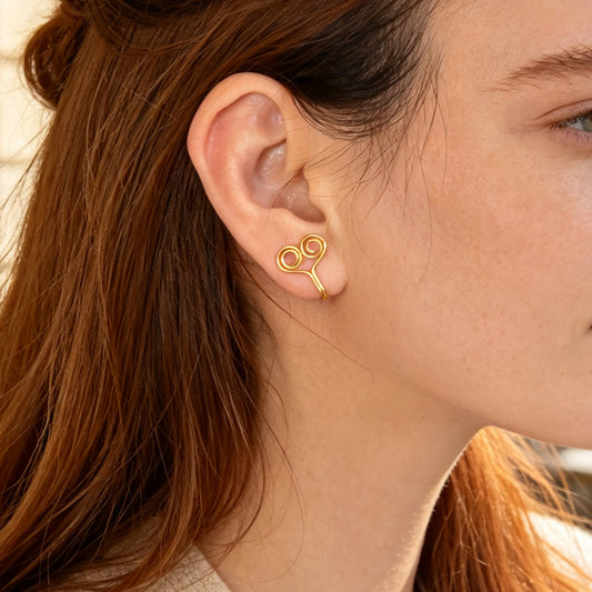2pcs Simple Spiral Clip‑On Ear Cuffs Gold Non‑Pierced Earrings Casual Jewellery