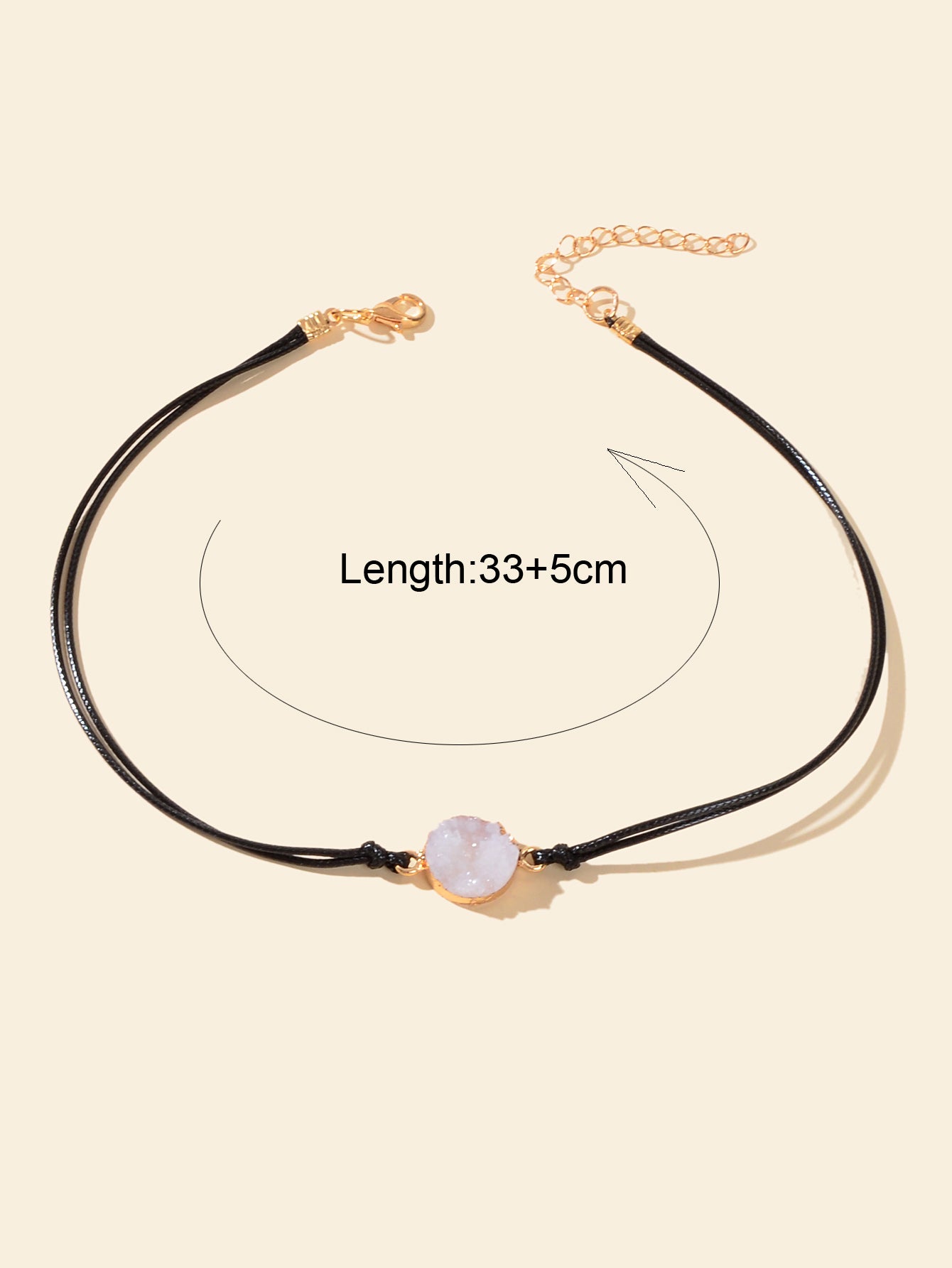 Boho Chic 90s Round Resin Black Pu Leather Grunge Collar Tattoo Choker Necklace