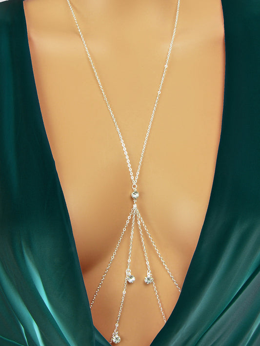 Boho Rhinestone Charm Chest Chain Gold Silver Body Chain Bra Nightclub Jewellery