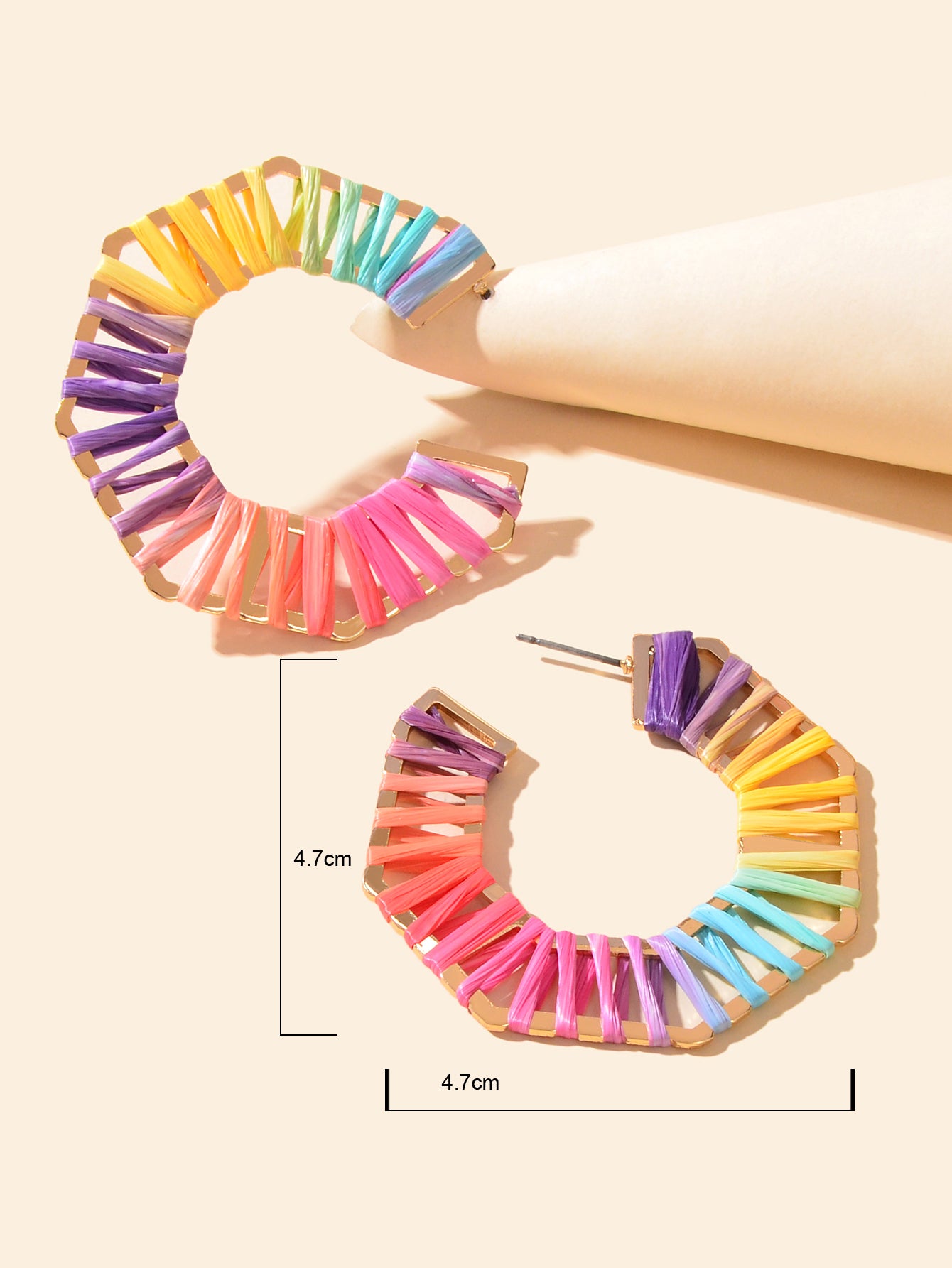 Boho Handmade Colourful Rope Braided Geometric Huggie Hoop Stud Ethnic Earrings