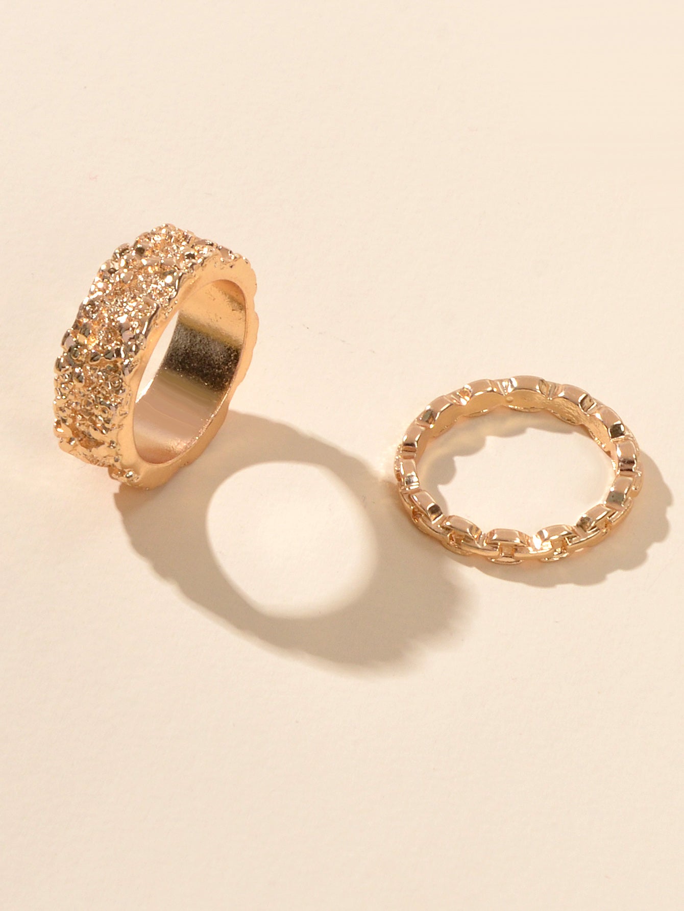Trendy Jewellery Minimalist 2 pcs Gold Silver Stackable Multiple Finger Ring Set