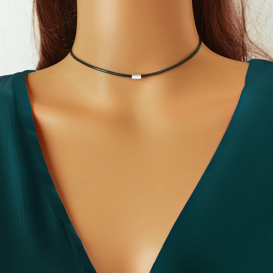 Rock Hip Hop Style Jewellery Metal Decor Black PU Leather Choker Collar Necklace