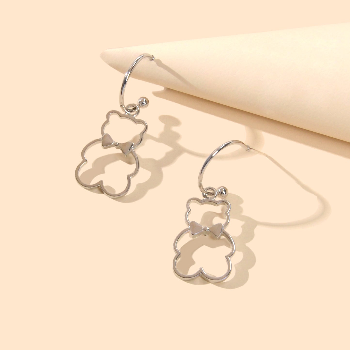 Minimalist Style Lovely Gold Silver Bear Dangle Earrings Women Designer Jewelry