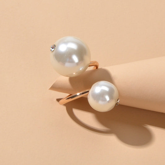 Engagement Jewellery Gift Simulated Pearl Women Wedding Promise Gold Finger Ring