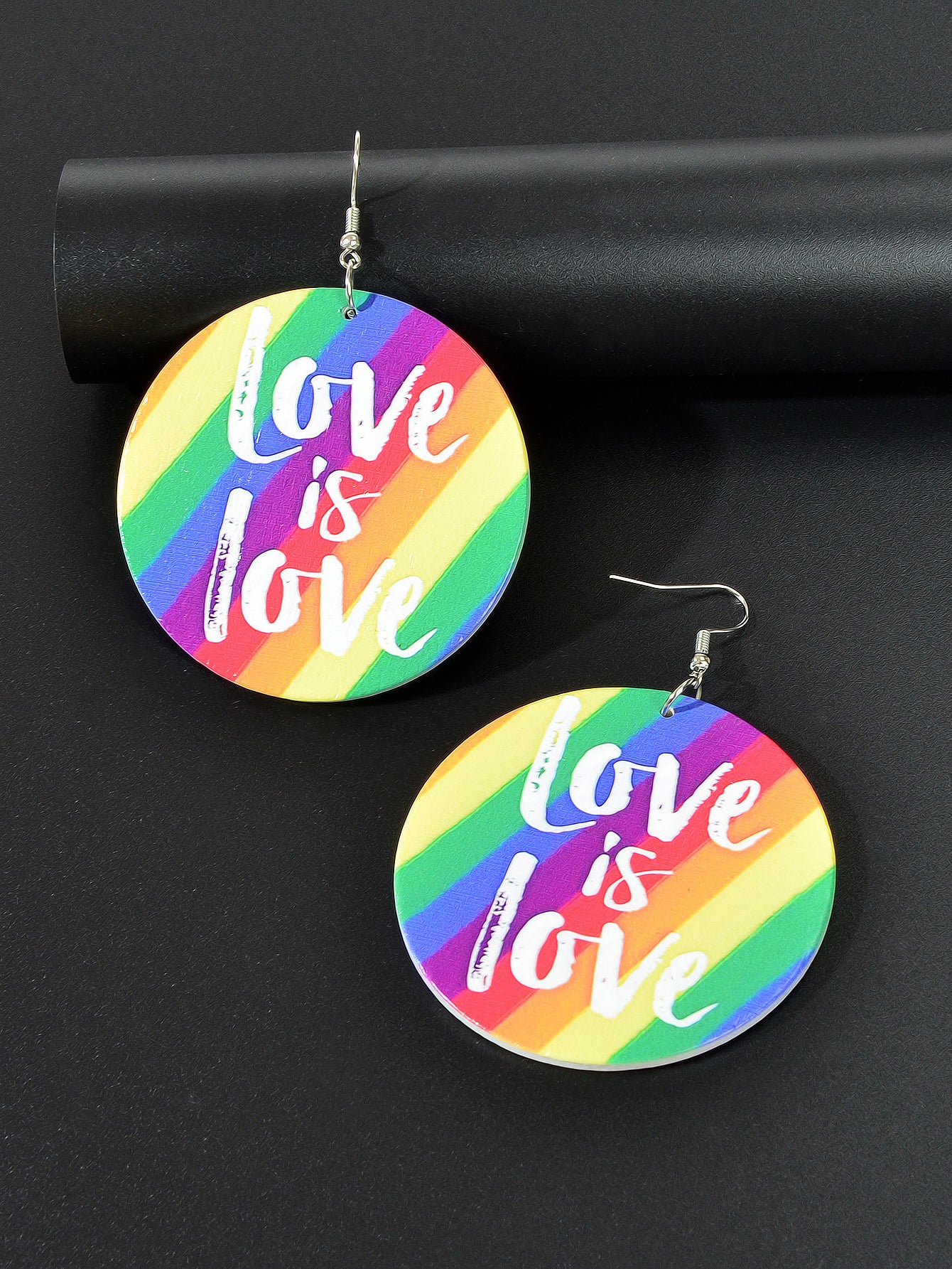 Stunning Colorful LOVE Circle Earrings - Fashionable Round Ear Jewelry Accessory