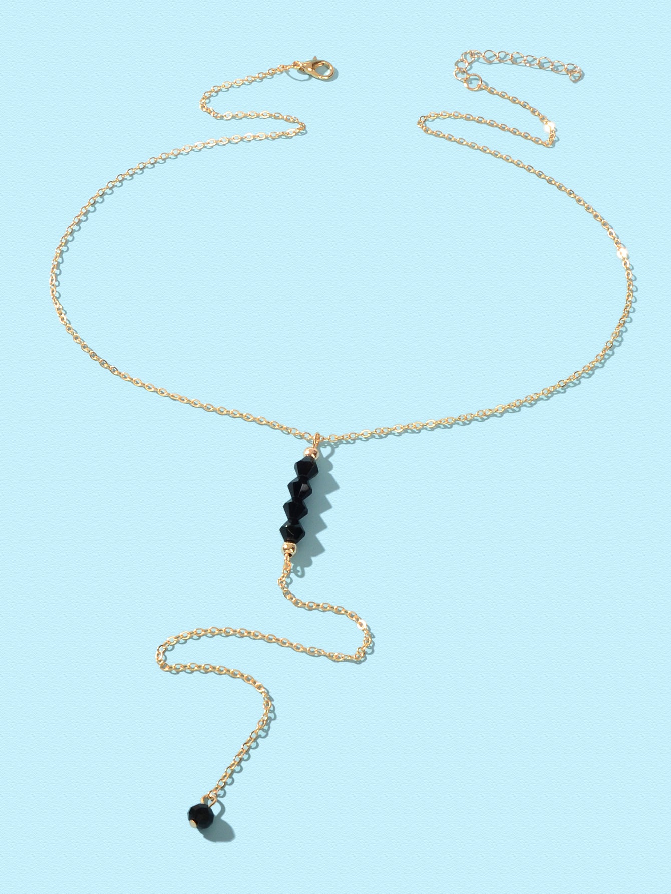 Chic Beaded Decor Chain Long Pendant Y Style Dainty Necklace