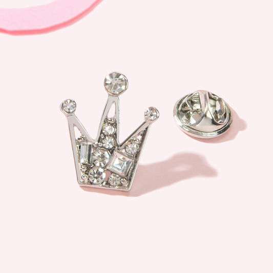 Tiara Crown Brooch Mini Rhinestone Sweater Scarves Collar Corsage Clasp Clips