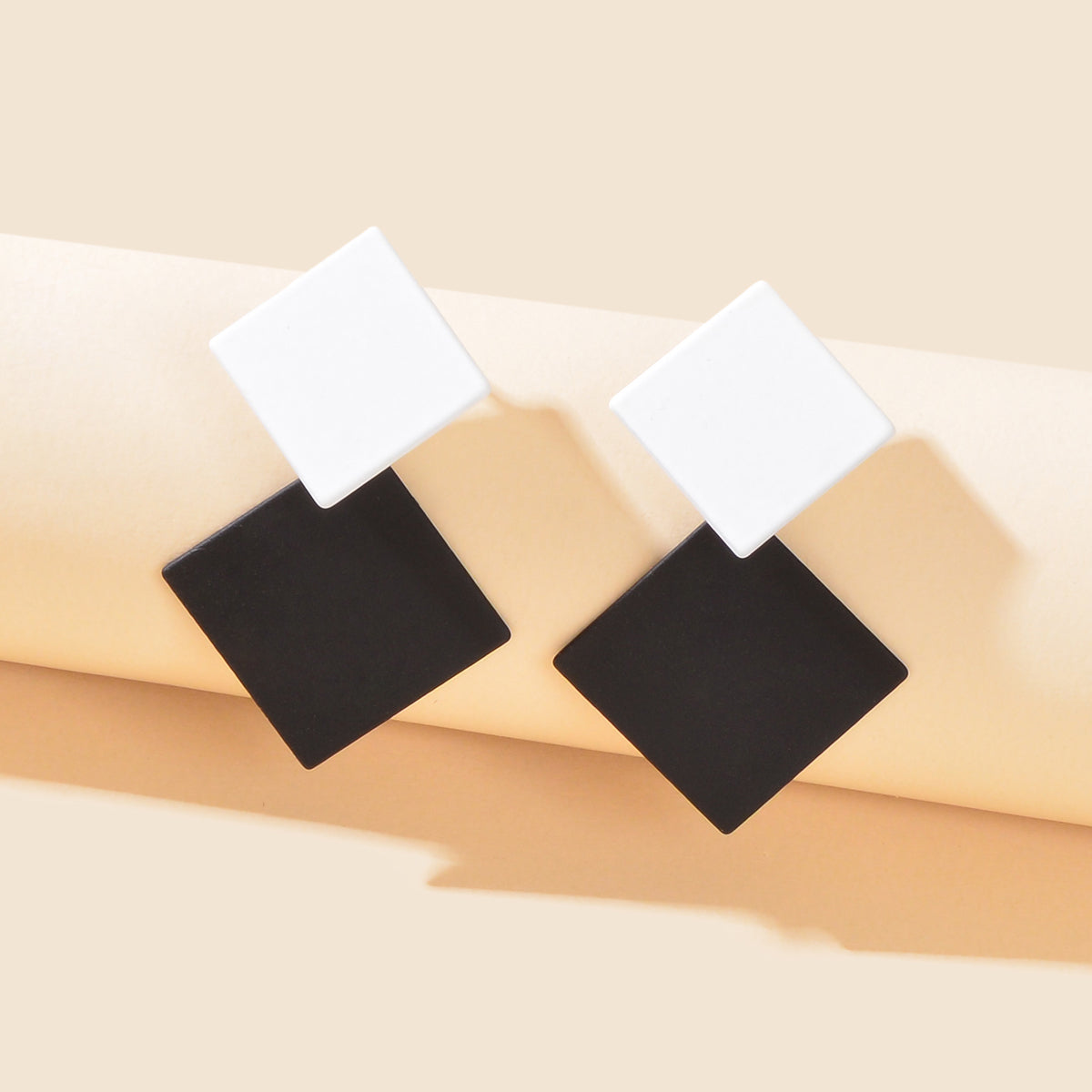 Chic Colourful Enamel Square Simple Geometric Stud Earrings Statement Jewellery