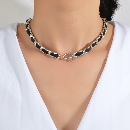 Punk Statement Jewellery Black Rope Braided Chain Short Choker Collar Necklace