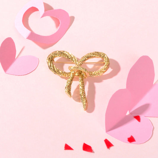 Gold Metal Bow Tie Brooch Collar Diwali Pin Badge Elegant Women Dress Accessory