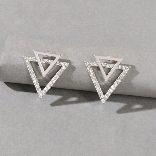 Double Triangles Stud Classic Women Trendy Dangle Earrings Fashion Jewelry Gift