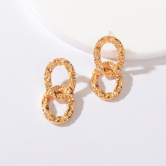 Delicate Hypoallergenic Ear Jewelry Gold Plated Link Chain Pierced Stud Earrings