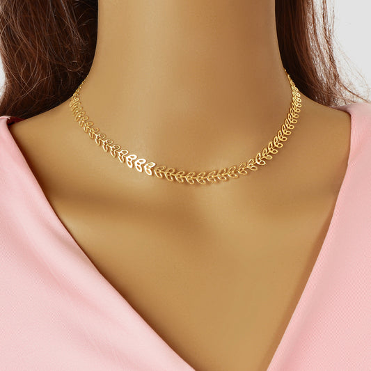 Minimalist Hollow Leaf Gold Chain Short Clavicle Necklace Party Choker Jewellery