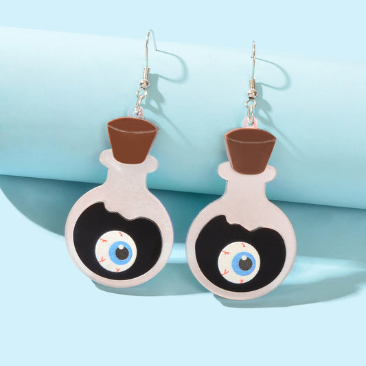 Exaggerated Cute Eye Bottle Dangle Statement Earrings Acrylic Designer Jewellery