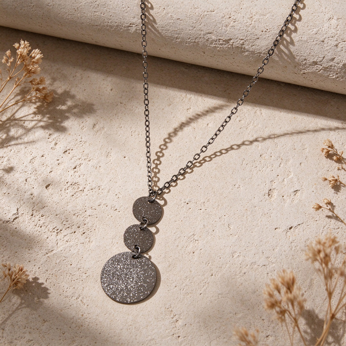 Geometric Disc Fringe Pendant Long Necklace Minimalist Party Vacation Jewellery
