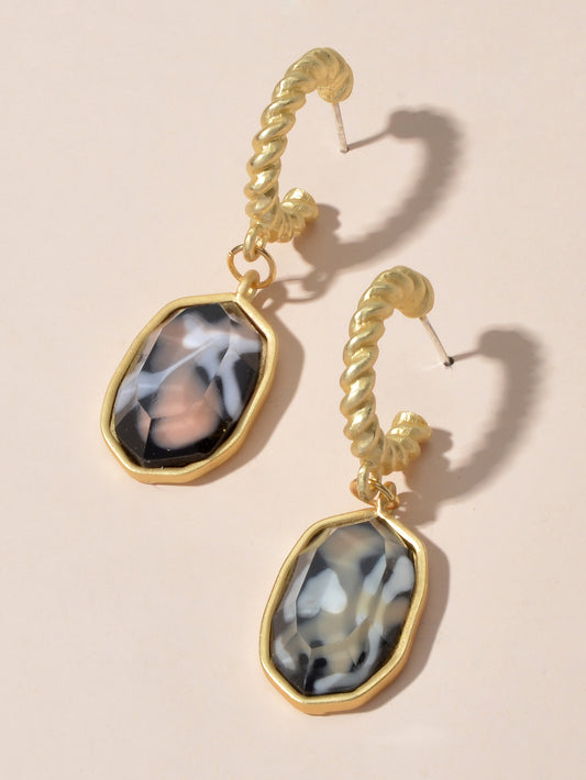 Retro Jewelry Multi-colored Simulated Stone Geometric Dangle Earrings for Women