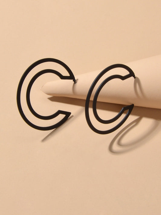 Unique Design Punk Black C shape Pierced Huggie Hoop Earring Party Decoration