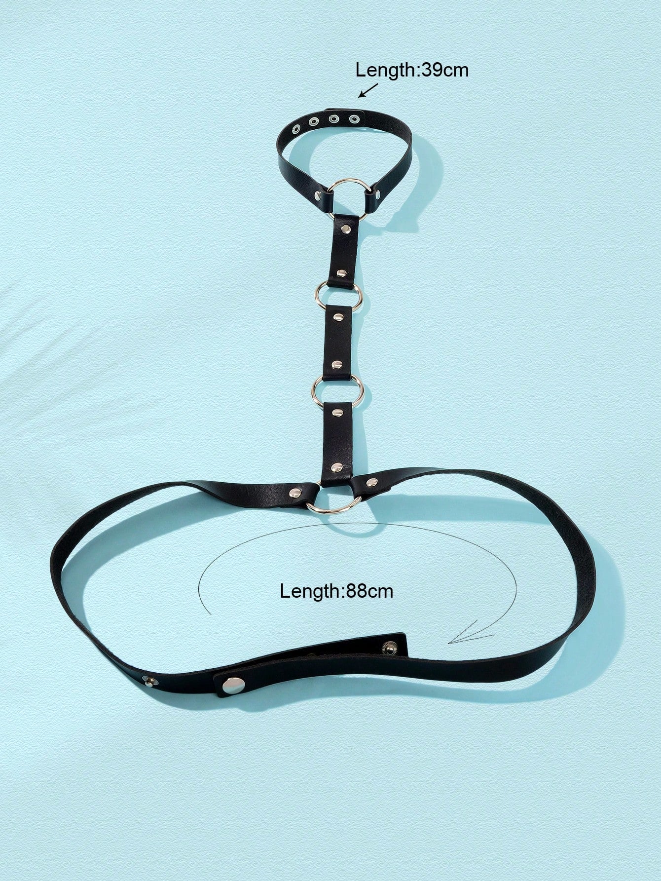 Punk Black PU Leather Body Belly Harness Waist Chain Rave Adjustable Nightclub Body Jewelry
