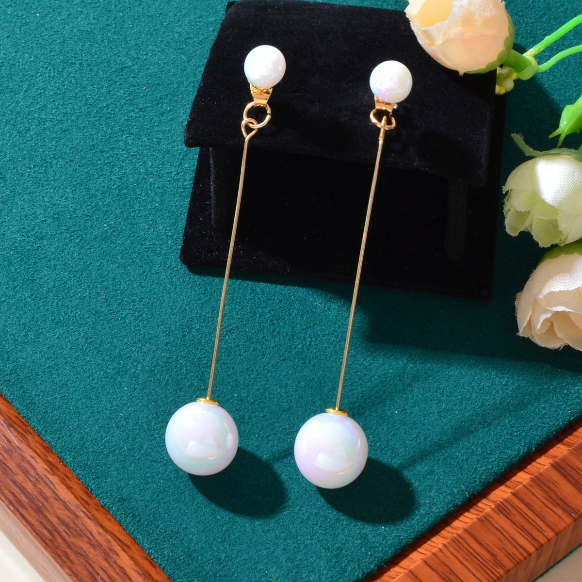 Simple Dangling Light Solid Ball Earrings Elegant Bead Stud Jewelry