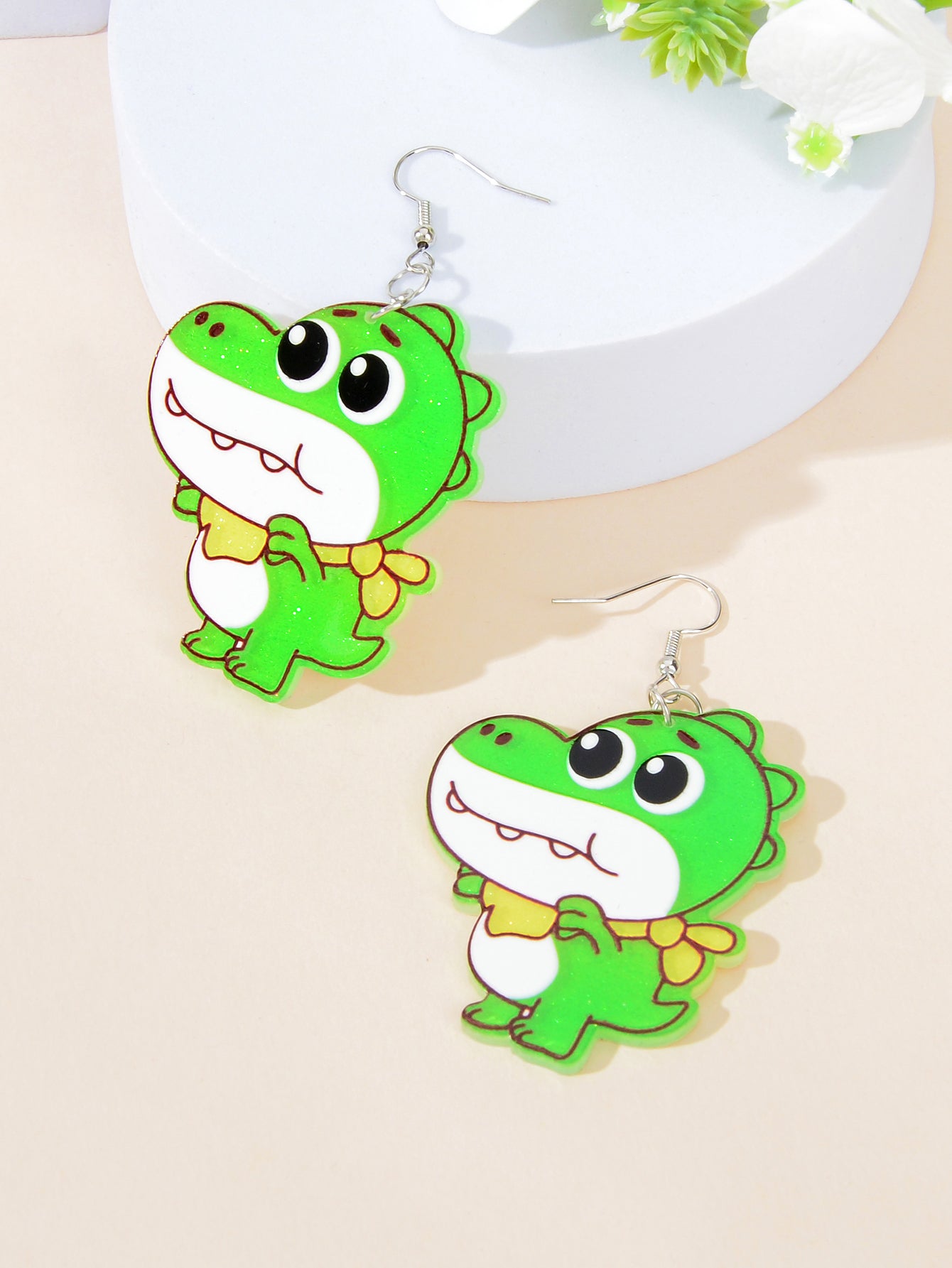 Cute Dinosaur Pendant Earrings Adorable Jurassic Style Statement Jewellery Gift