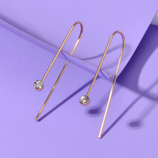 Punk Minimalist Rhinestone Decor Metal Geometric Hoop Earrings Statement Jewelry