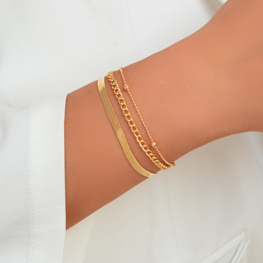 Gold Silver Multi-layer Chain Adjustable Bracelet Women Multiple Style Jewellery