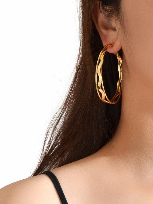 Gold Silver Geometric Statement Big Hoop Dangle Earrings Girls Party Decoration