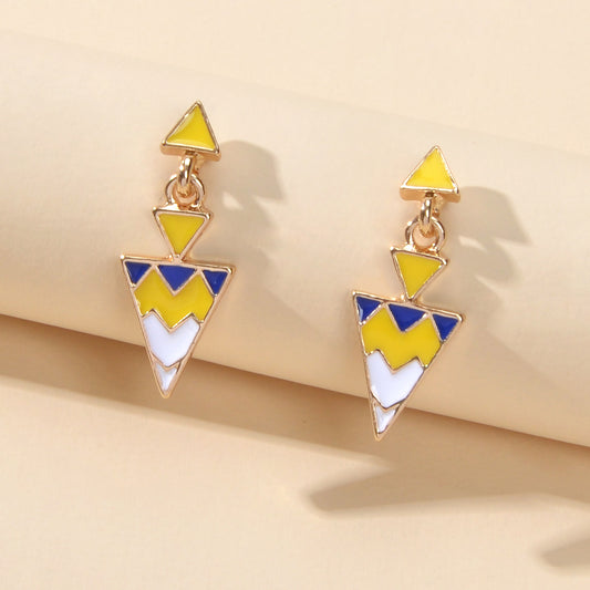 Fashion Jewellery Women Accessories Yellow Geometric Triangle Dangle Earrings