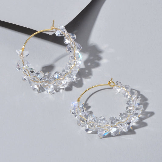 Ladies Jewellery Transparent Acrylic Beads Hoop Dangle Earrings Party Decoration