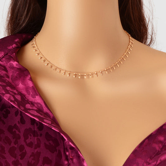 Women Party Decoration Gold Link Chain Clavicle Choker Necklace Short Collar