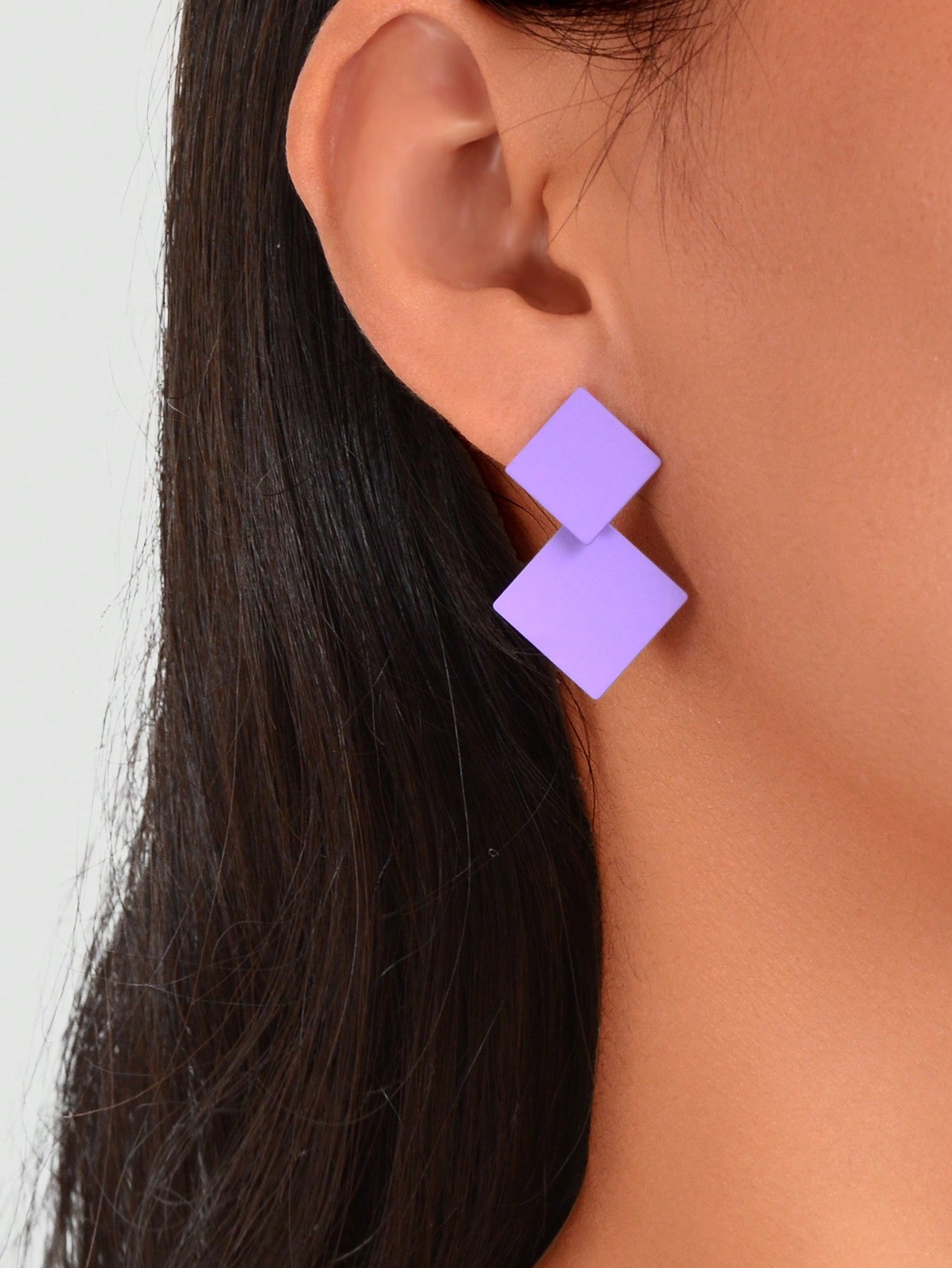 Chic Colourful Enamel Square Simple Geometric Stud Earrings Statement Jewellery