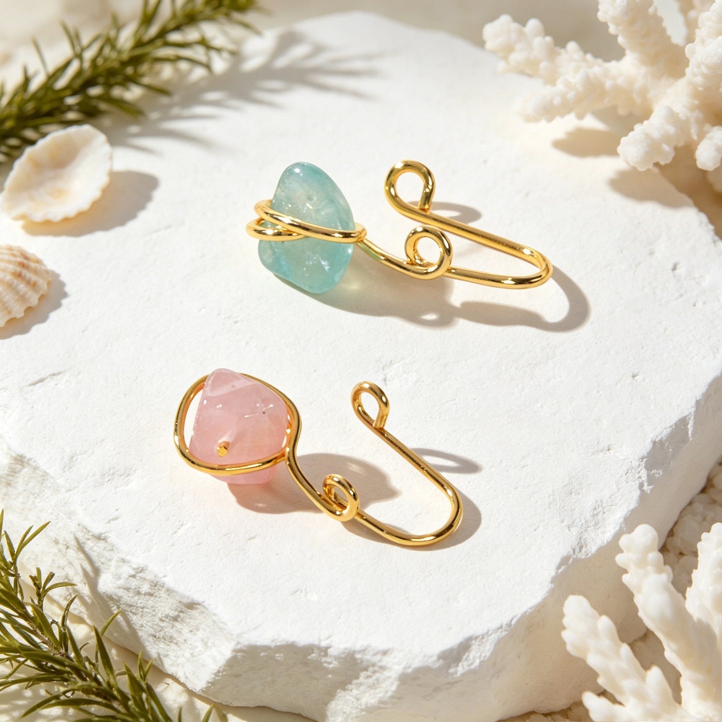Irregular Stone Ear Cuffs No Piercing Cartilage Ear Clips Gold Earrings Jewelry