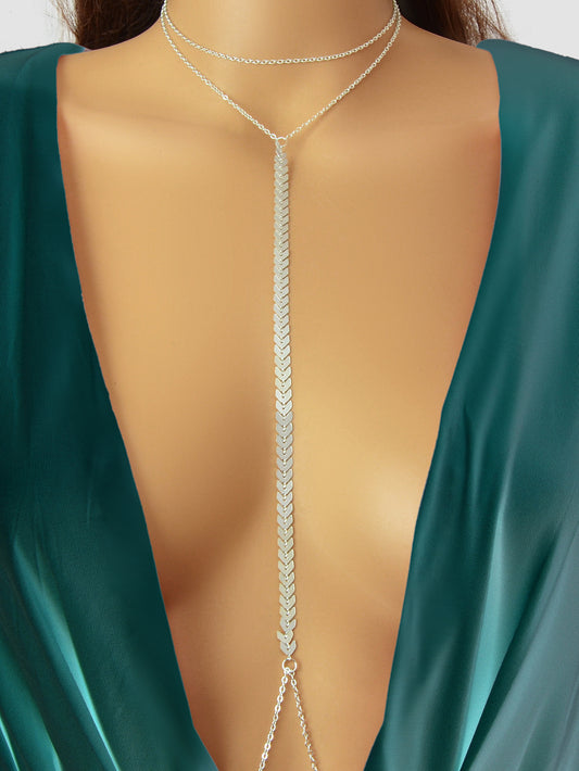 Silver Body Chains Layered Bra Chain Rave Chest Chain Nightclub Body Jewellery