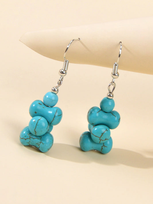 Ethnic American Jewellery Turquoise Geometric Dangle Bohemian Female Earrings